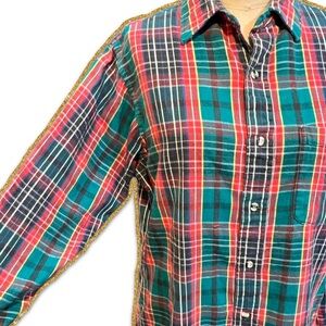 VINTAGE Sears cotton tartan plaid flannel button down shirt outdoor mens 70s 80s